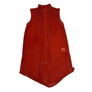 Vanessa Virginia Anthropologie Sleeveless Sheer Top Size Small Red Womens Mesh S